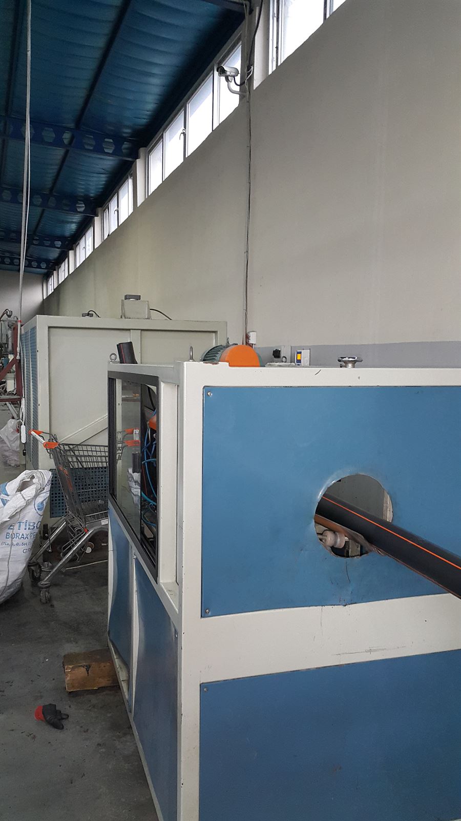 HDPE pipe coming off the extrusion line